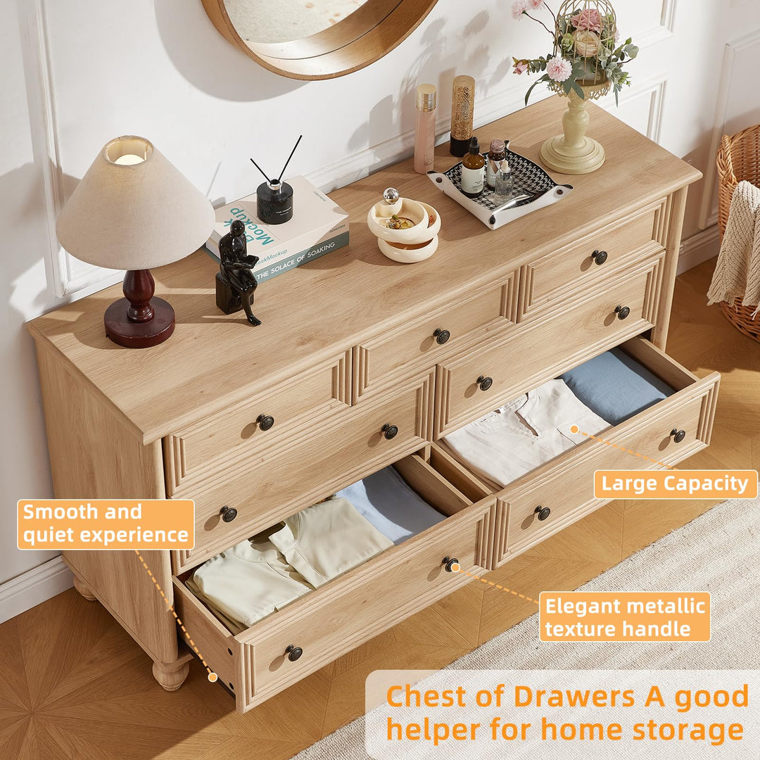 RWYHG 54" Dresser for Bedroom, Farmhouse 7 Drawers Dressers with Gourd Legs 
