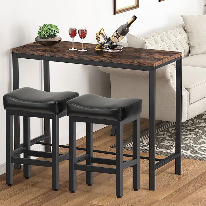 Raynesys 24 Inche Bonded Leather Counter Height Bar Stools Set of 2 Square 
