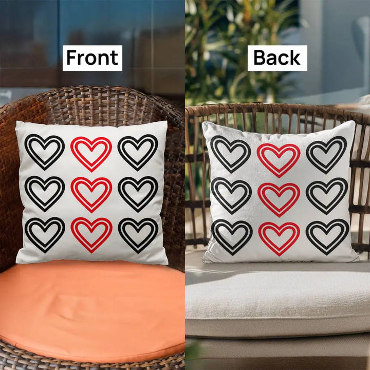 Red and Black Hearts Throw Pillow Cover, Home Decor Accent 