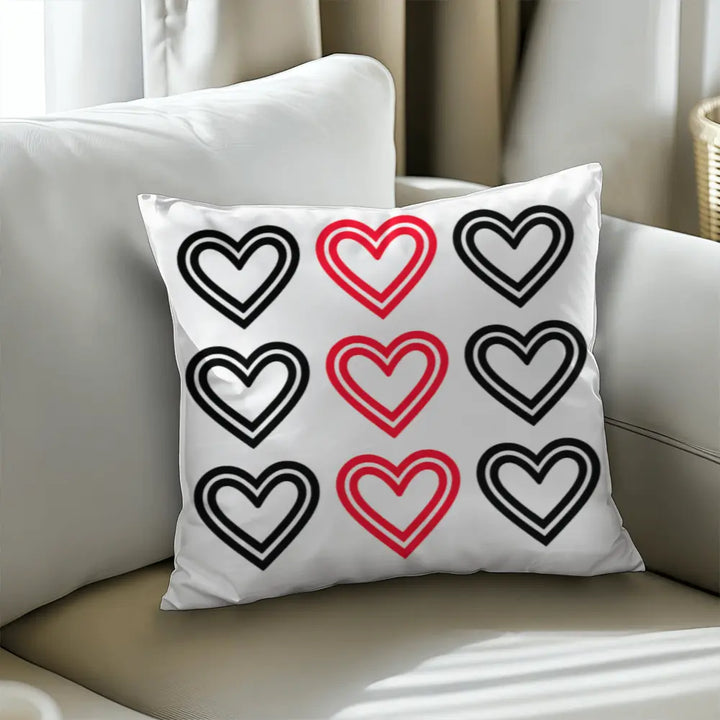 Red and Black Hearts Throw Pillow Cover, Home Decor Accent 
