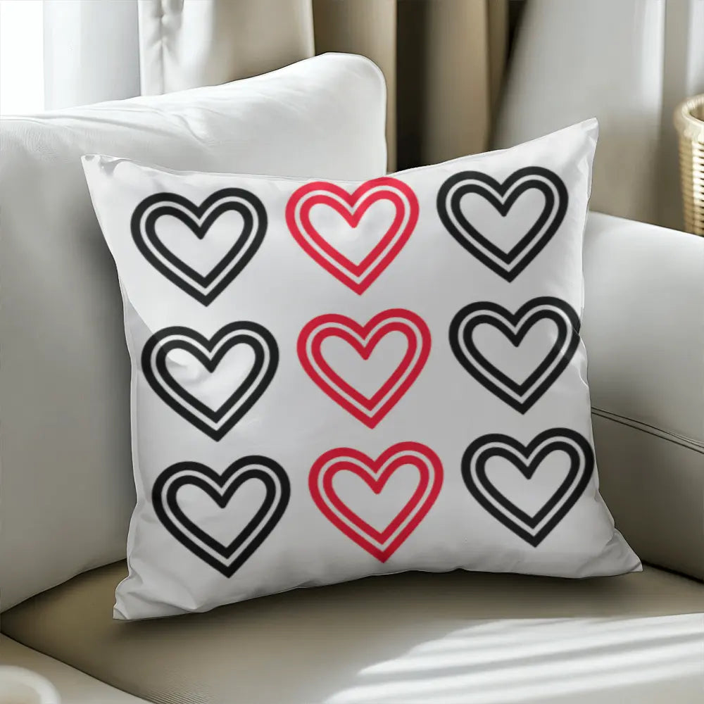 Red and Black Hearts Throw Pillow Cover, Home Decor Accent 