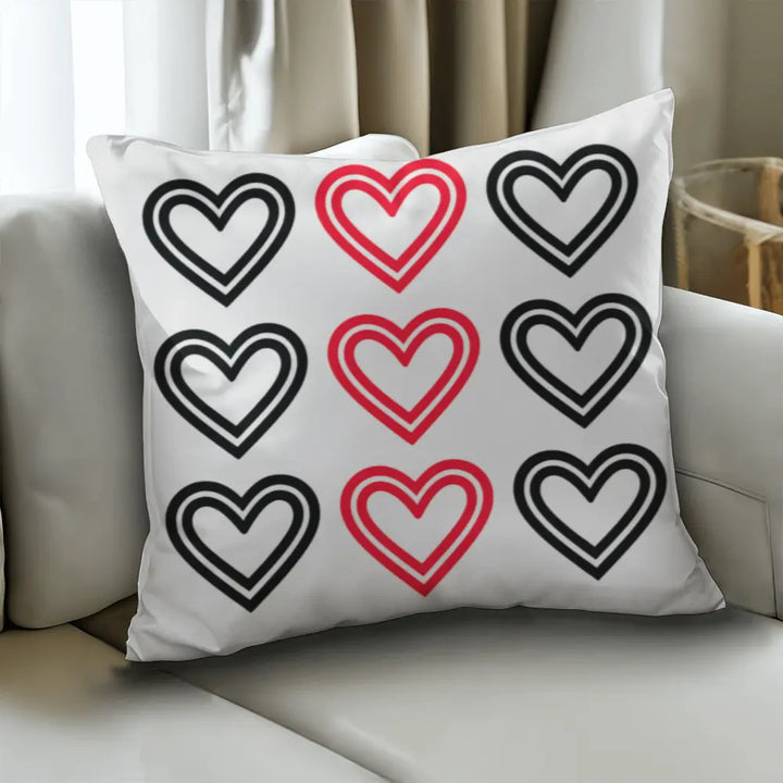 Red and Black Hearts Throw Pillow Cover, Home Decor Accent 