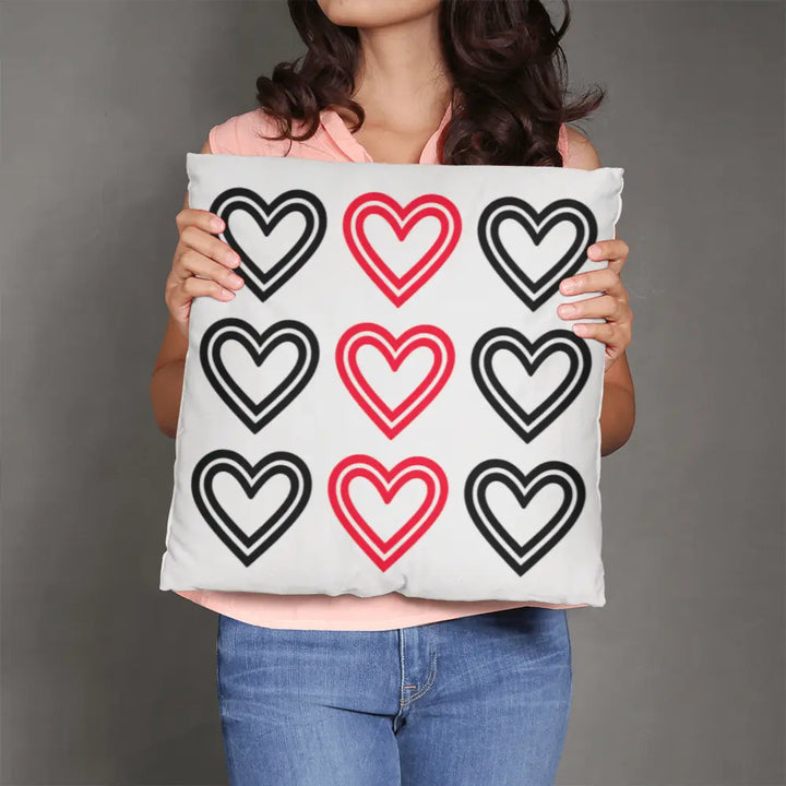 Red and Black Hearts Throw Pillow Cover, Home Decor Accent 
