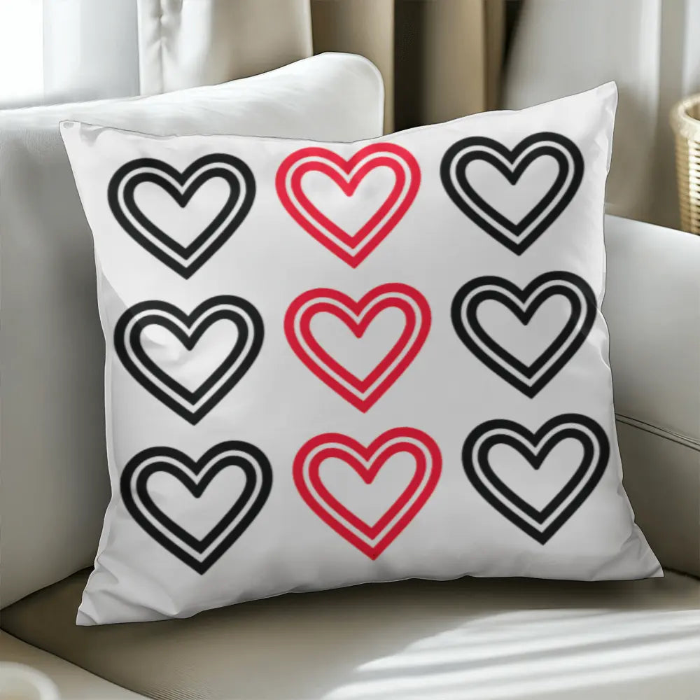 Red and Black Hearts Throw Pillow Cover, Home Decor Accent 