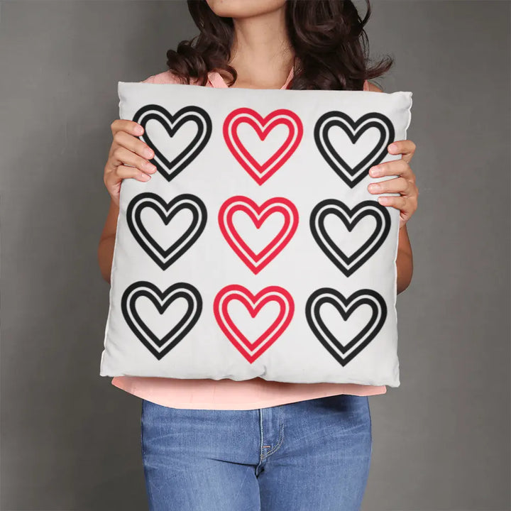 Red and Black Hearts Throw Pillow Cover, Home Decor Accent 