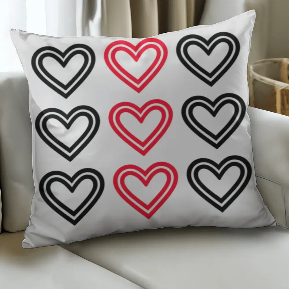 Red and Black Hearts Throw Pillow Cover, Home Decor Accent 
