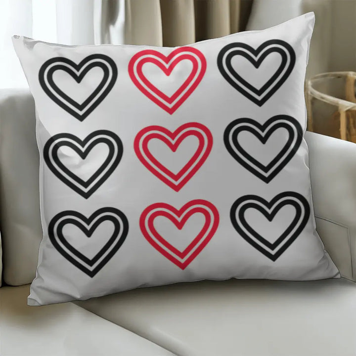 Red and Black Hearts Throw Pillow Cover, Home Decor Accent 