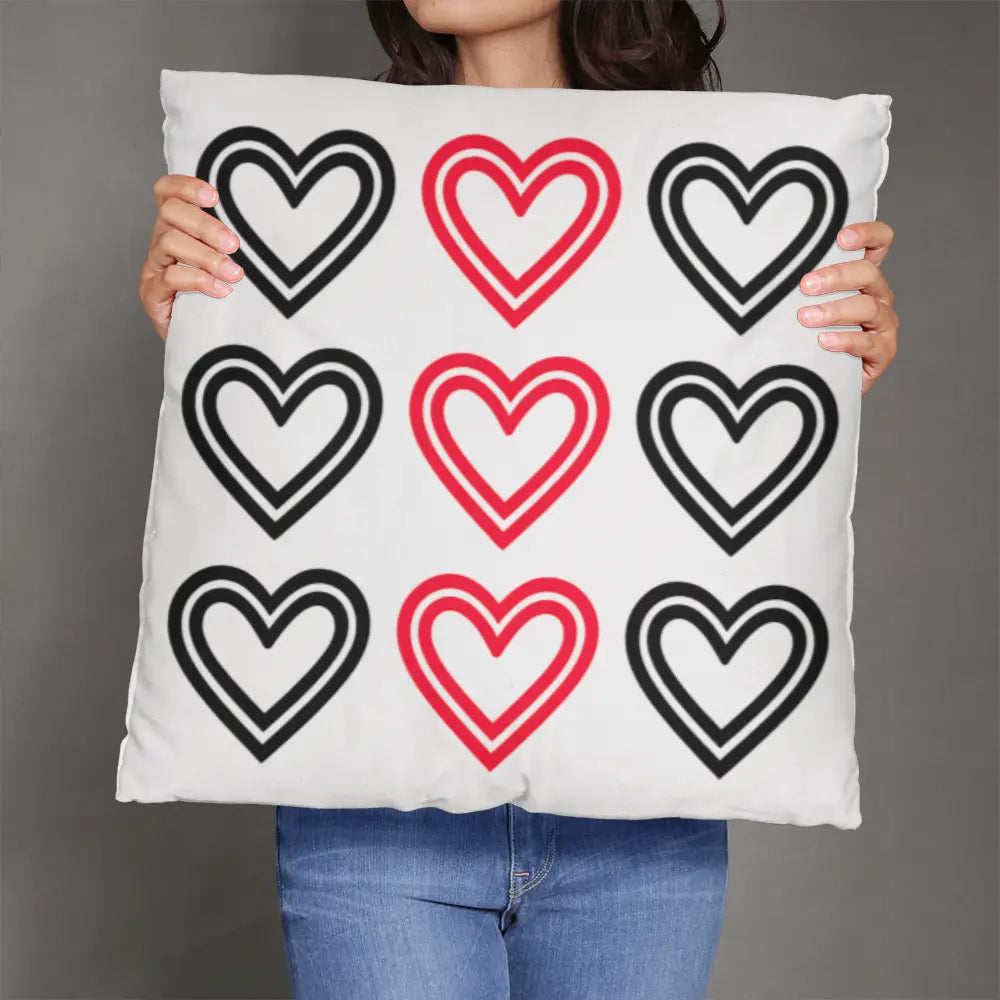Red and Black Hearts Throw Pillow Cover, Home Decor Accent 