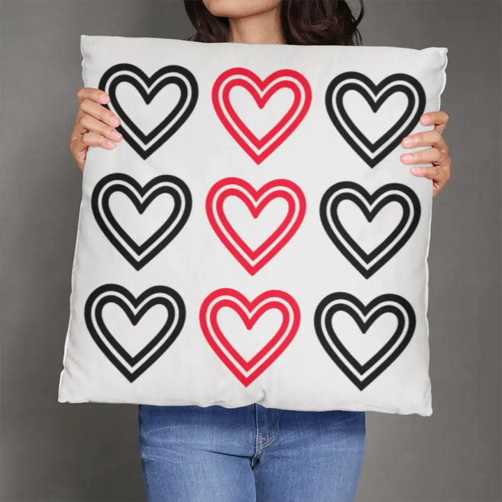 Red and Black Hearts Throw Pillow Cover, Home Decor Accent 