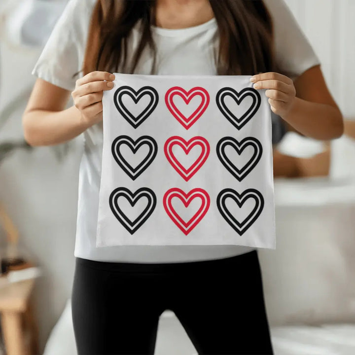 Red and Black Hearts Throw Pillow Cover, Home Decor Accent 