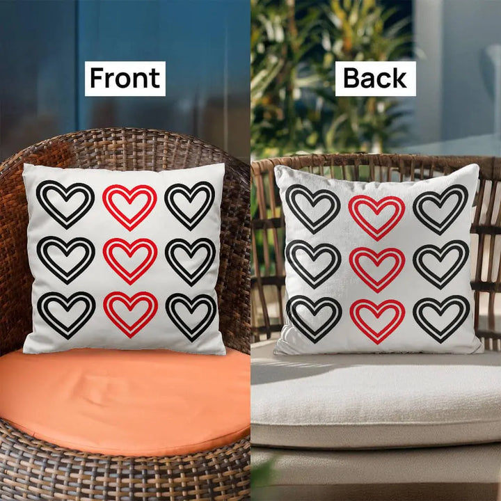 Red and Black Hearts Throw Pillow Cover, Home Decor Accent 