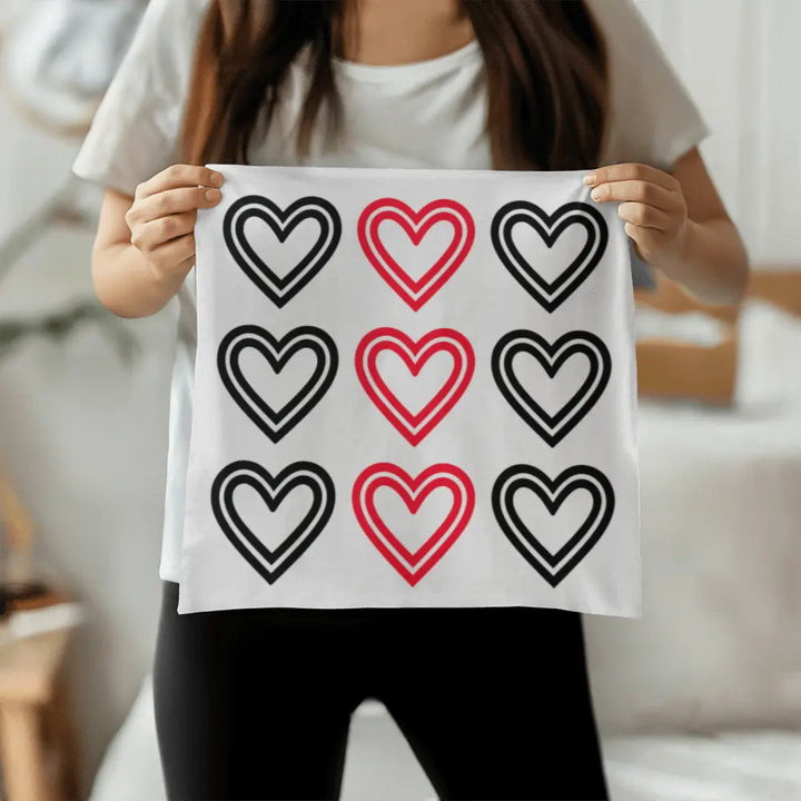 Red and Black Hearts Throw Pillow Cover, Home Decor Accent 