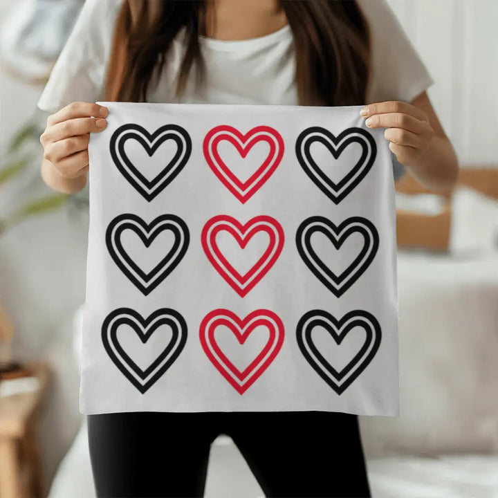 Red and Black Hearts Throw Pillow Cover, Home Decor Accent 