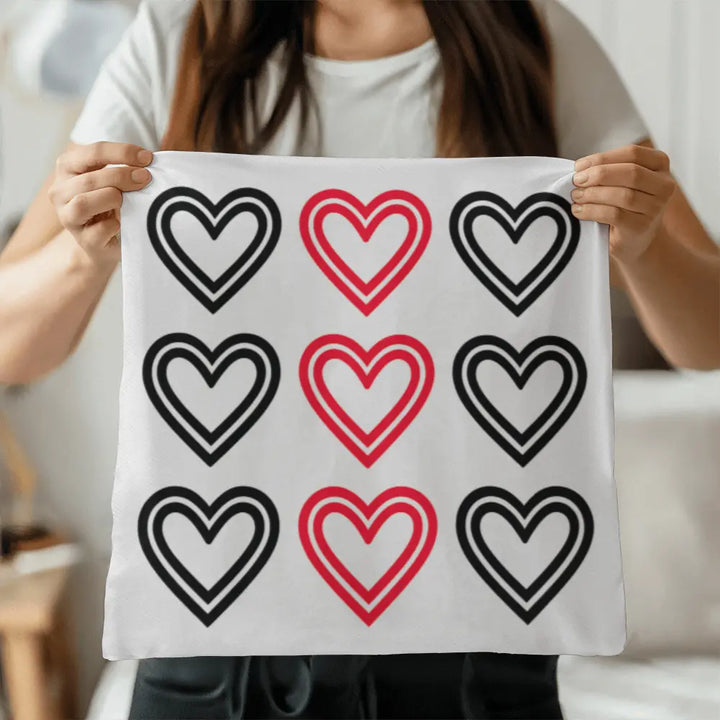 Red and Black Hearts Throw Pillow Cover, Home Decor Accent 