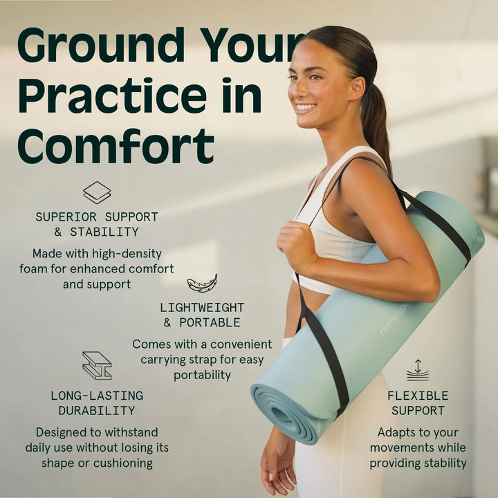 Retrospec Solana Yoga Mat 1/2" Thick w/Nylon Strap - Sage