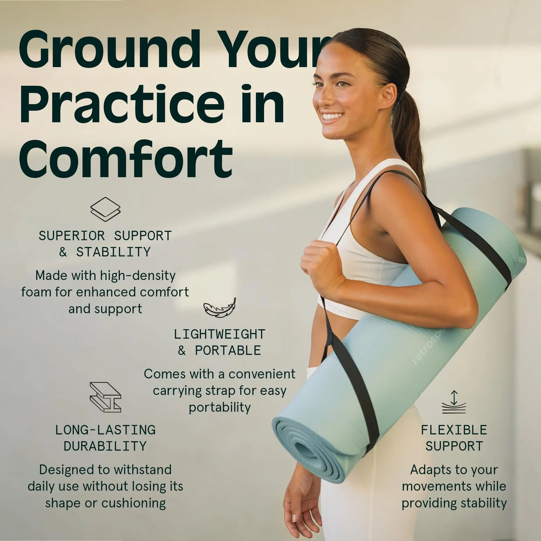 Retrospec Solana Yoga Mat 1/2" Thick w/Nylon Strap - Sage