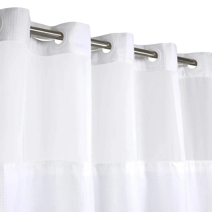 No Hooks Required Waffle Weave Shower Curtain with Snap in Liner - 71W x 74H,Hotel Grade,Spa Like Bath Curtain,White 