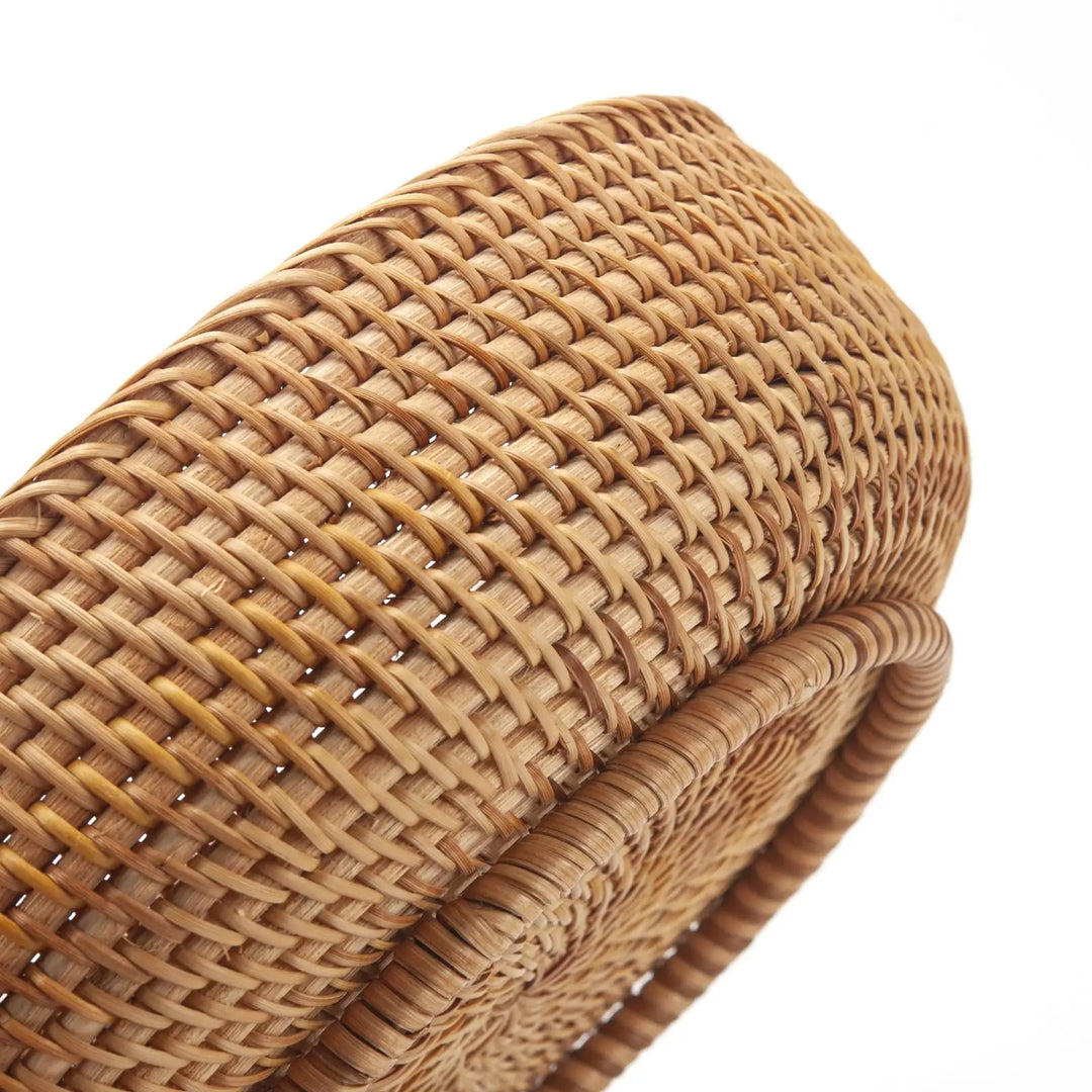 Round Rattan Fruit Baskets Woven Storage Bowls Key Holder Stackable for Shelf Kitchen Tabletop Natural Set of 3