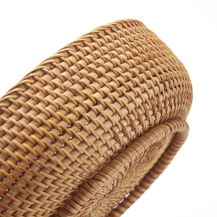 Round Rattan Fruit Baskets Woven Storage Bowls Key Holder Stackable for Shelf Kitchen Tabletop Natural Set of 3
