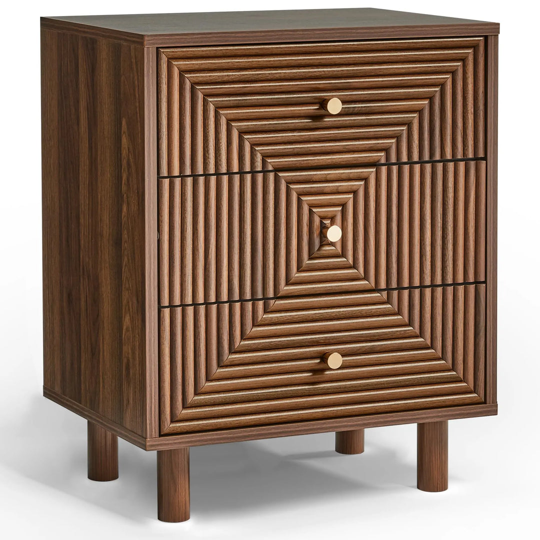 RoyalCraft 3 Drawer Nightstand for Bedroom, End Table with Solid Wood Legs 