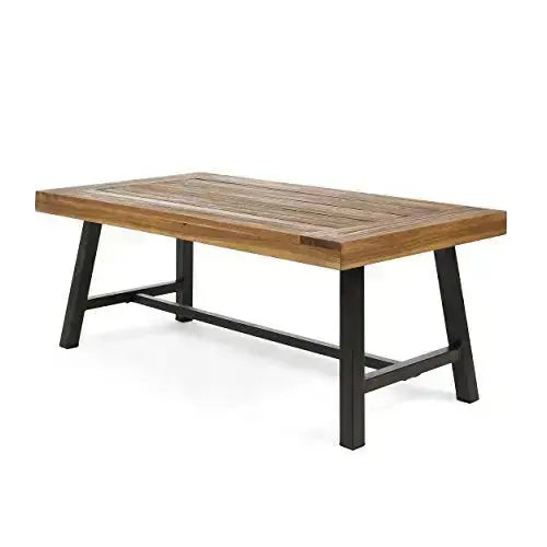 Christopher Knight Home Carlisle Outdoor Acacia Wooden Table - Sandblast/Rustic Metal