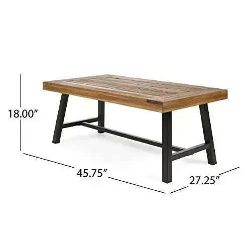 Christopher Knight Home Carlisle Outdoor Acacia Wooden Table - Sandblast/Rustic Metal