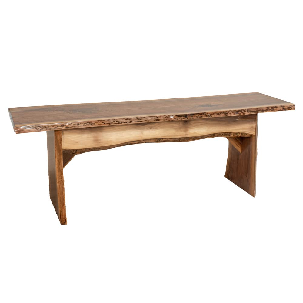 Rustic Red Door Co. Live Edge Wood Bench for Dining Table, Entryway, Bedroom, Living Room Accent, Solid Wooden Slab, Rustic Furniture, 4&