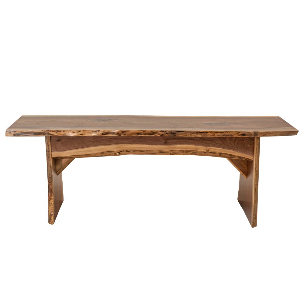 Rustic Red Door Co. Live Edge Wood Bench for Dining Table, Entryway, Bedroom, Living Room Accent, Solid Wooden Slab, Rustic Furniture, 4&