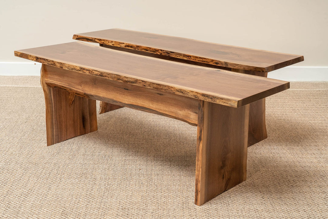 Rustic Red Door Co. Live Edge Wood Bench for Dining Table, Entryway, Bedroom, Living Room Accent, Solid Wooden Slab, Rustic Furniture, 4&