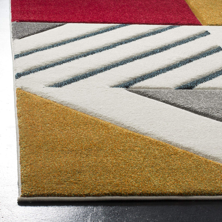 SAFAVIEH Area Rug 8x10 - Hollywood Collection - Large - Ivory &amp; Peacock Blue, Mid-Century Modern Design, Non-Shedding &amp; Easy Cleaning, Ideal for Living Room, Bedroom, Office, Dining Space (HLW709B) 
