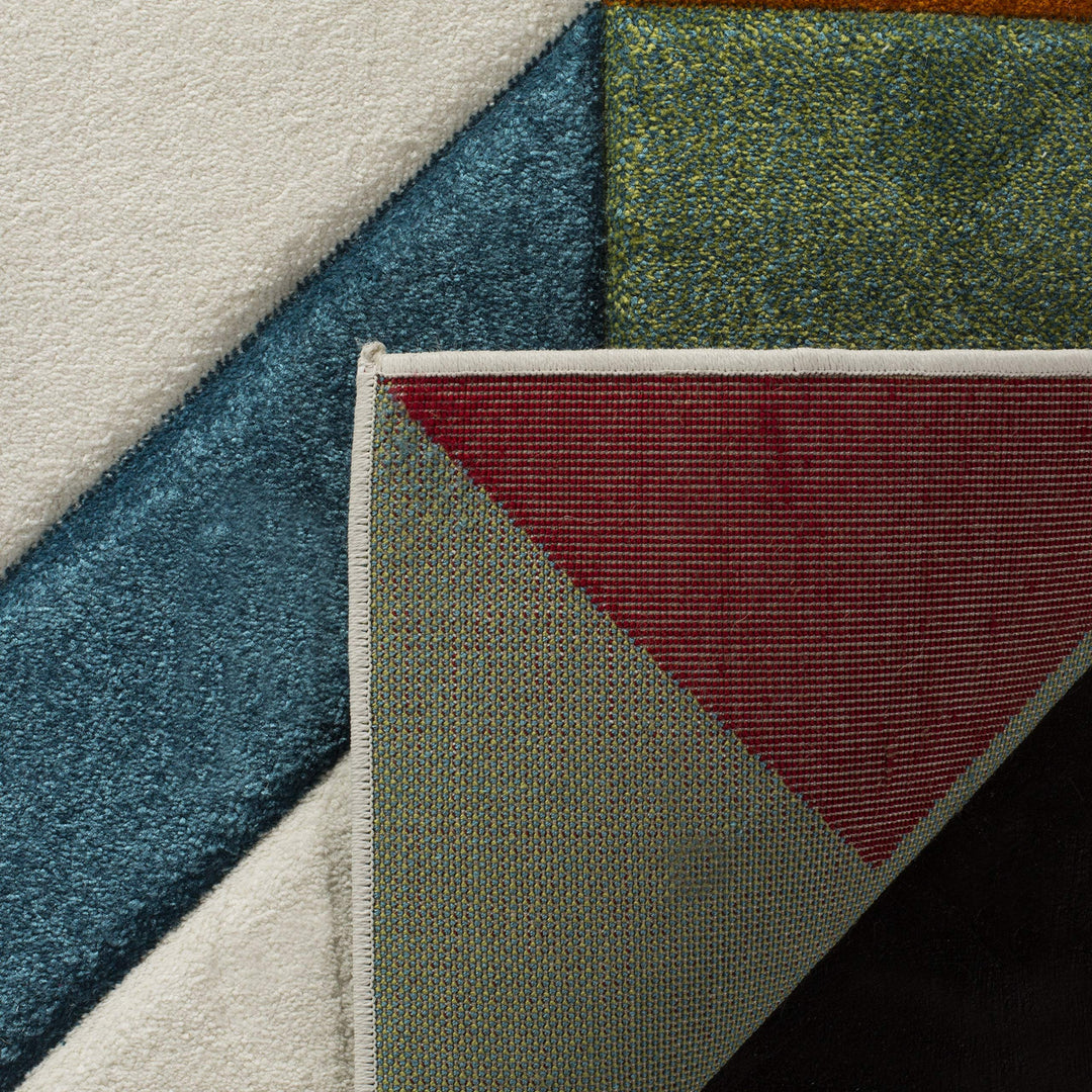 SAFAVIEH Area Rug 8x10 - Hollywood Collection - Large - Ivory &amp; Peacock Blue, Mid-Century Modern Design, Non-Shedding &amp; Easy Cleaning, Ideal for Living Room, Bedroom, Office, Dining Space (HLW709B) 