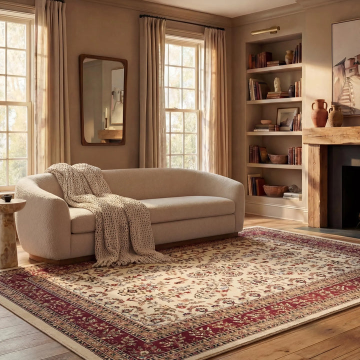 SAFAVIEH Area Rug 8x10 - Lyndhurst Collection - Large - Ivory & Red, Traditional Oriental Design, Non-Shedding & Easy to Clean, Ideal for Living Room, Bedroom, Dining Space (LNH331A)