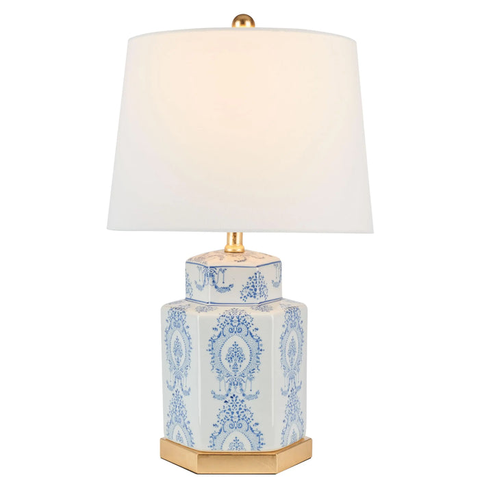 SAFAVIEH Bodin Table Lamp Set of 2, 23 Inch, Blue/White