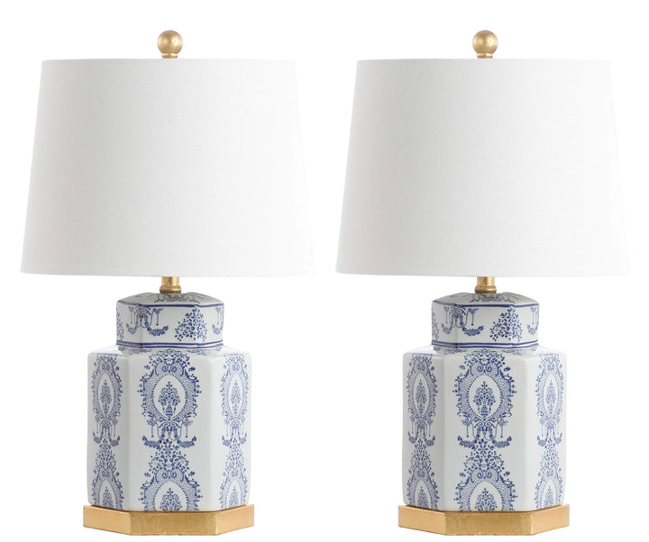 SAFAVIEH Bodin Table Lamp Set of 2, 23 Inch, Blue/White