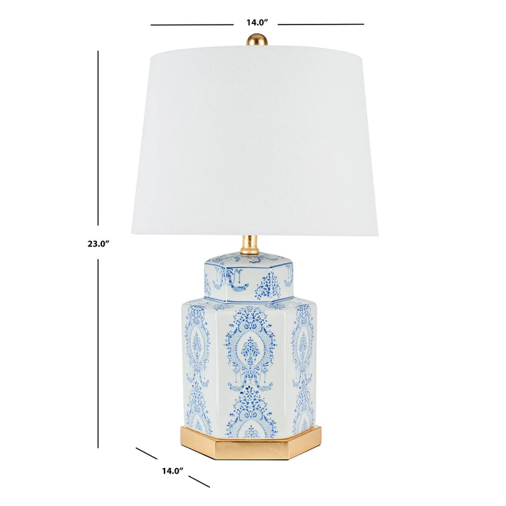 SAFAVIEH Bodin Table Lamp Set of 2, 23 Inch, Blue/White
