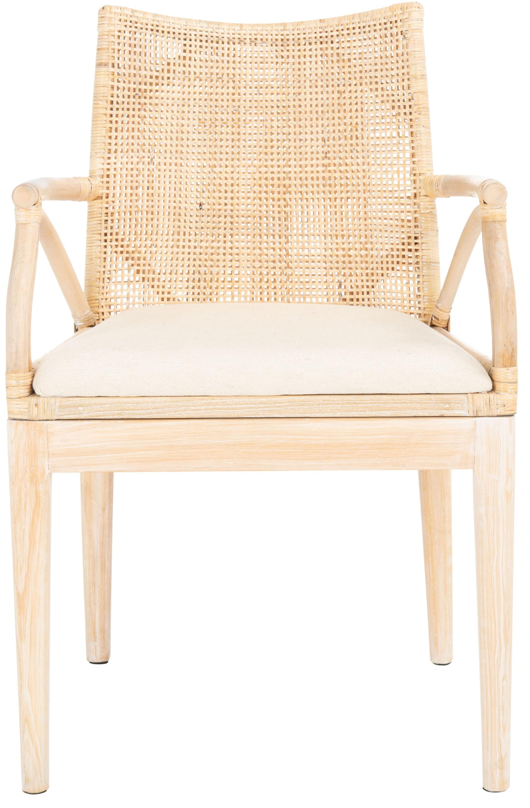 SAFAVIEH Gianni Rattan Arm Chair 19.8”, Natural &amp; White Wash SEA4011B 