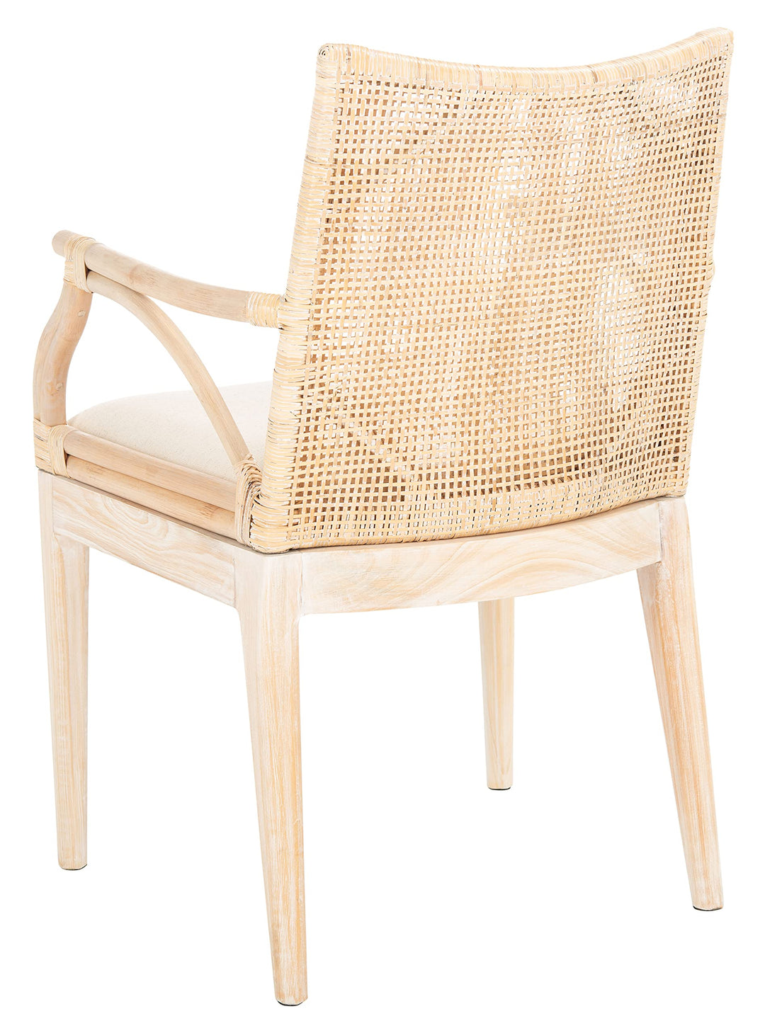 SAFAVIEH Gianni Rattan Arm Chair 19.8”, Natural &amp; White Wash SEA4011B 