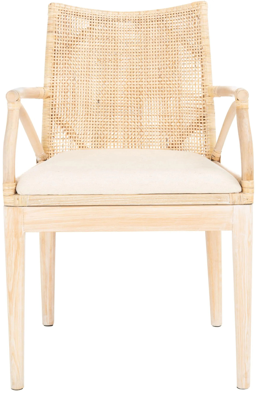 SAFAVIEH Gianni Rattan Arm Chair 19.8”, Natural &amp; White Wash SEA4011B 