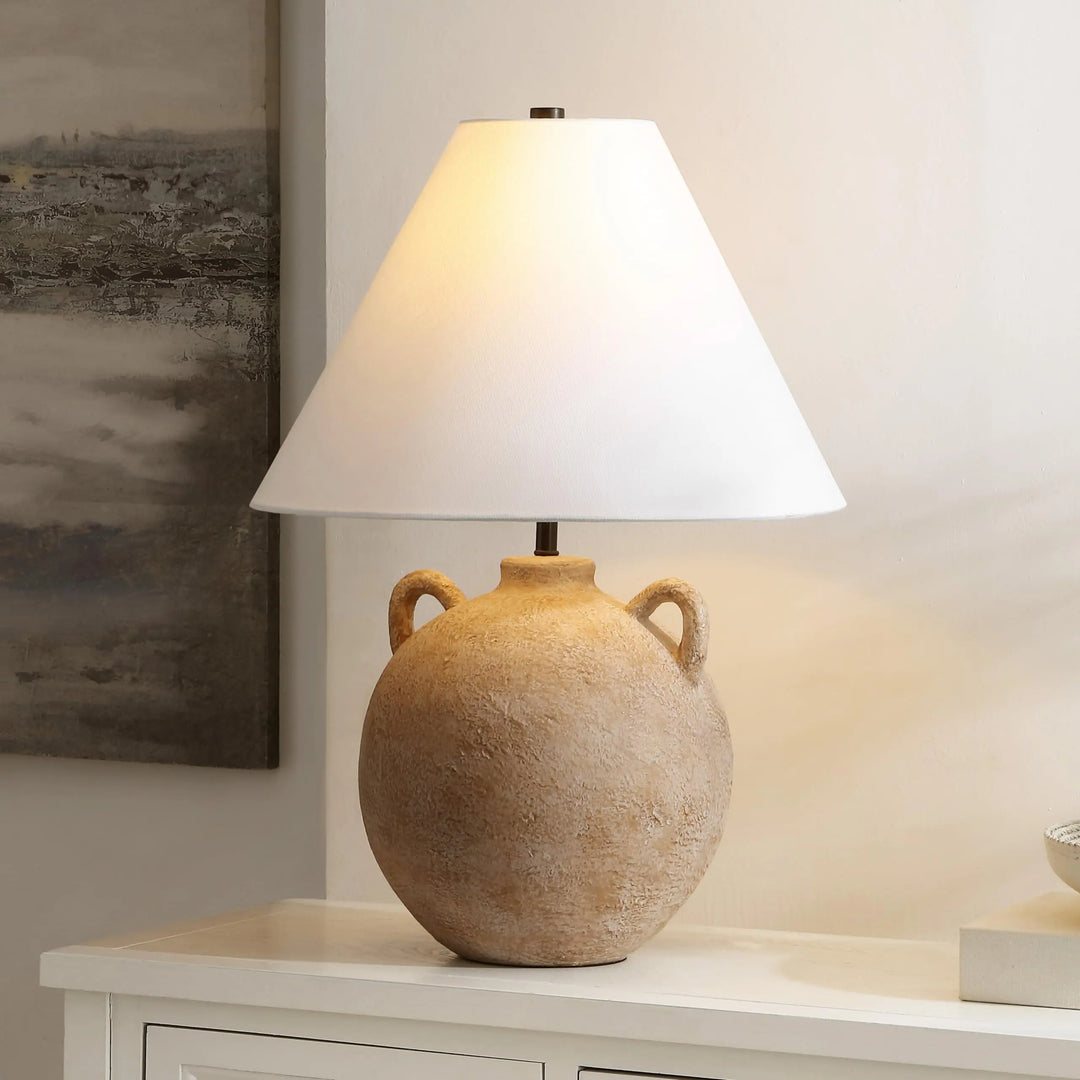 SAFAVIEH Soline 24 Inch Ceramic Table Lamp, Antique Brown, Urn Amphora Style