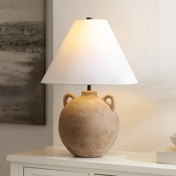 SAFAVIEH Soline 24 Inch Ceramic Table Lamp, Antique Brown, Urn Amphora Style