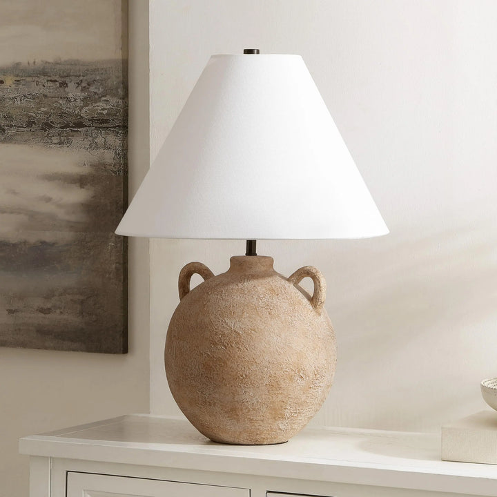SAFAVIEH Soline 24 Inch Ceramic Table Lamp, Antique Brown, Urn Amphora Style