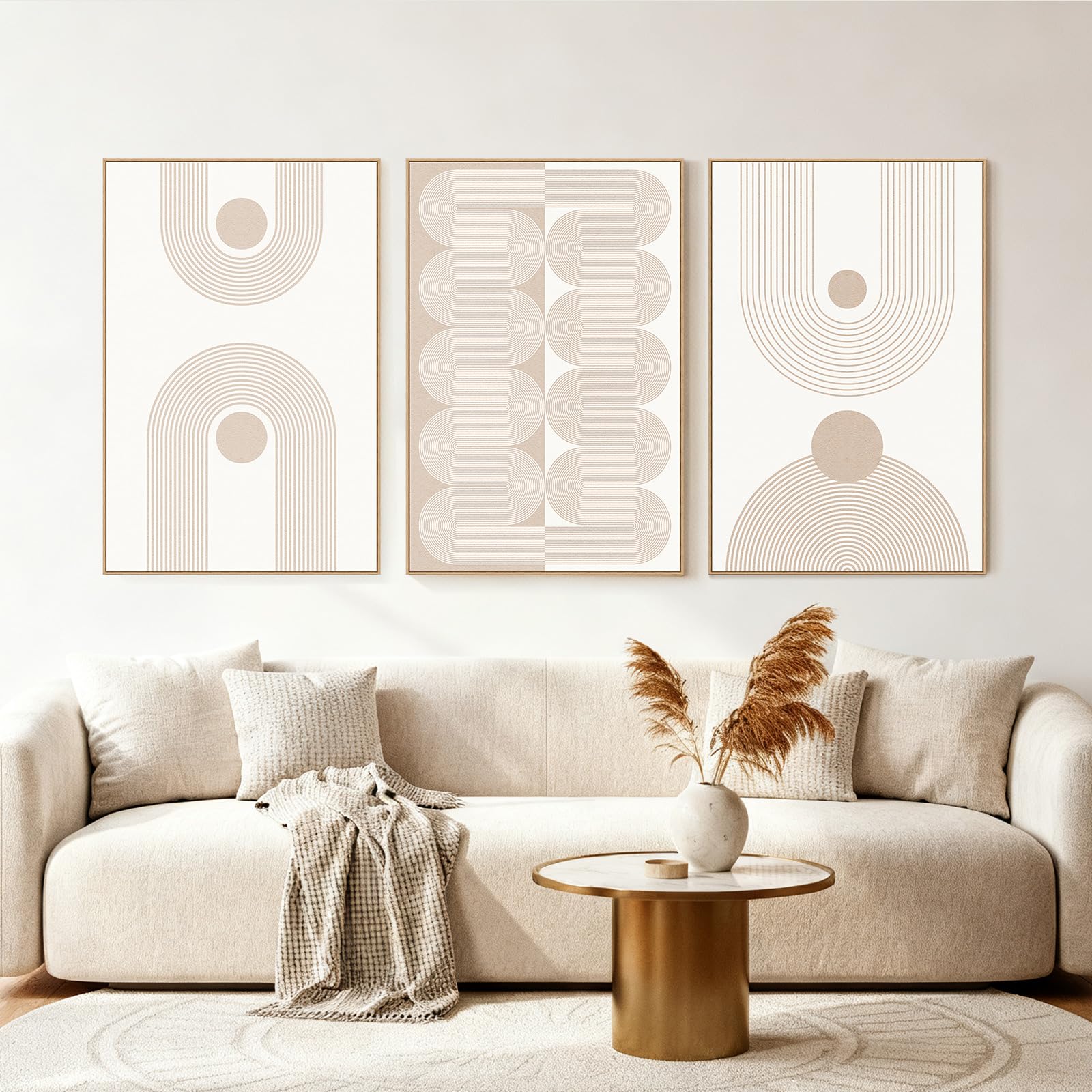 SAFERRYHOME Boho Neutral Abstract Beige Modern Wall Art Set of 3,16"x24" 