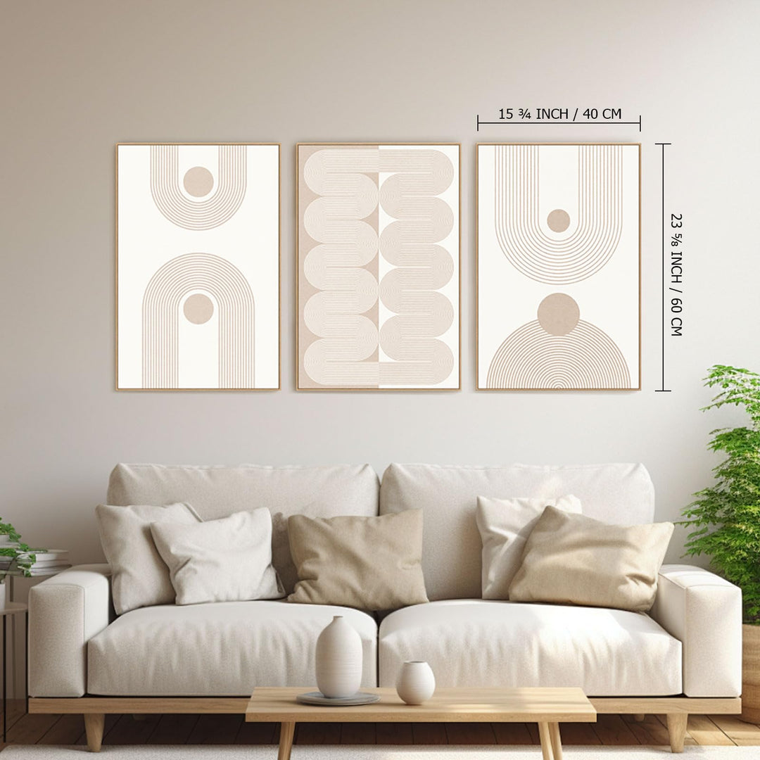 SAFERRYHOME Boho Neutral Abstract Beige Modern Wall Art Set of 3,16"x24" 