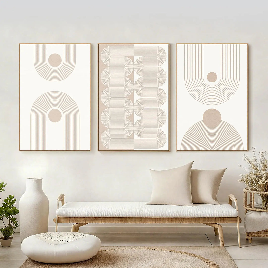 SAFERRYHOME Boho Neutral Abstract Beige Modern Wall Art Set of 3,16"x24"