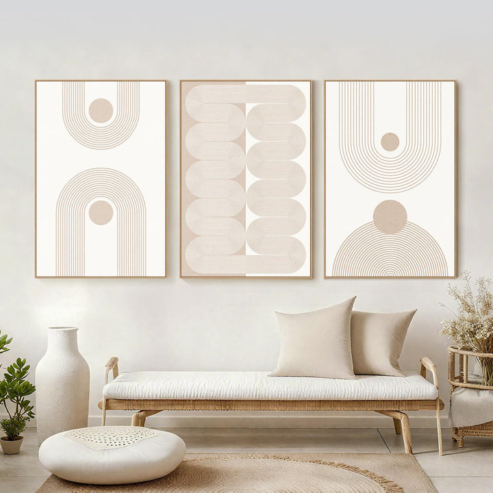 SAFERRYHOME Boho Neutral Abstract Beige Modern Wall Art Set of 3,16"x24" 