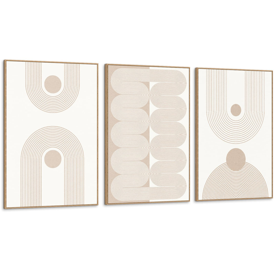 SAFERRYHOME Boho Neutral Abstract Beige Modern Wall Art Set of 3,16"x24" 