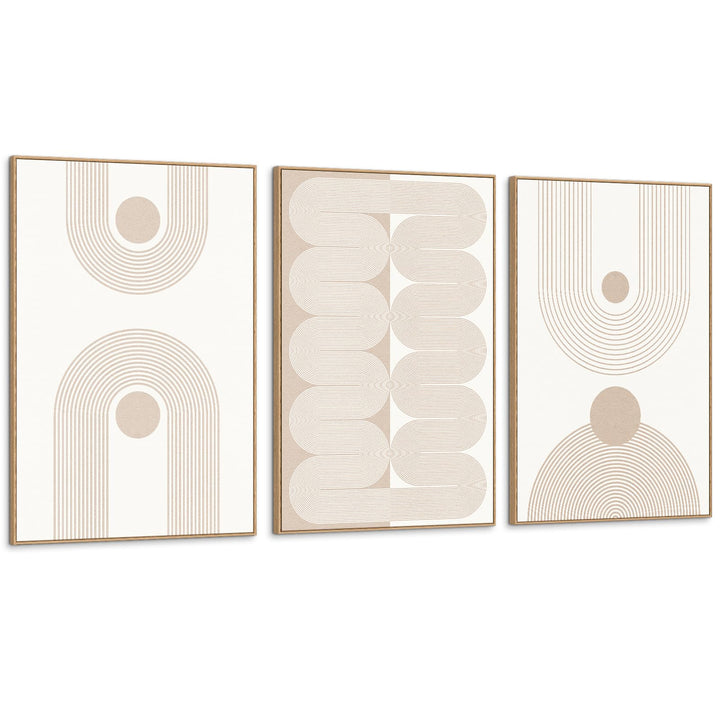 SAFERRYHOME Boho Neutral Abstract Beige Modern Wall Art Set of 3,16"x24" 