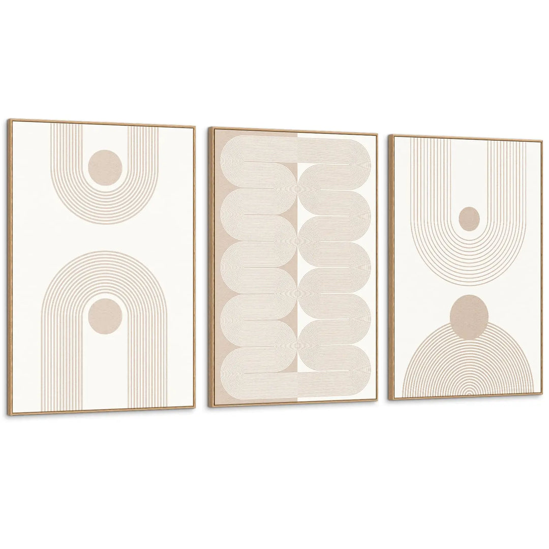 SAFERRYHOME Boho Neutral Abstract Beige Modern Wall Art Set of 3,16"x24"