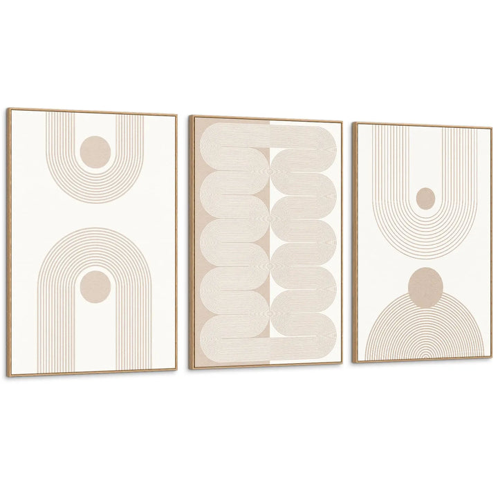 SAFERRYHOME Boho Neutral Abstract Beige Modern Wall Art Set of 3,16"x24"