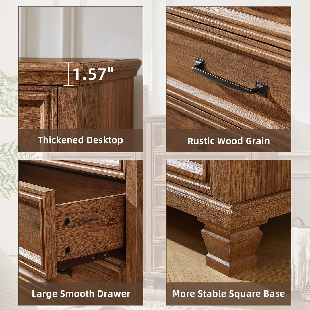SAVOR LIFE Farmhouse 5 Drawer Dresser for Bedroom, Brown 